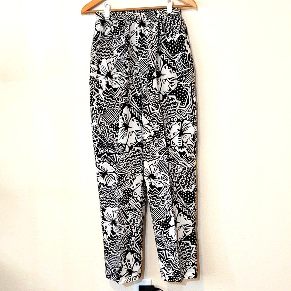 Vintage GW Graff black and white abstract windbreaker pants